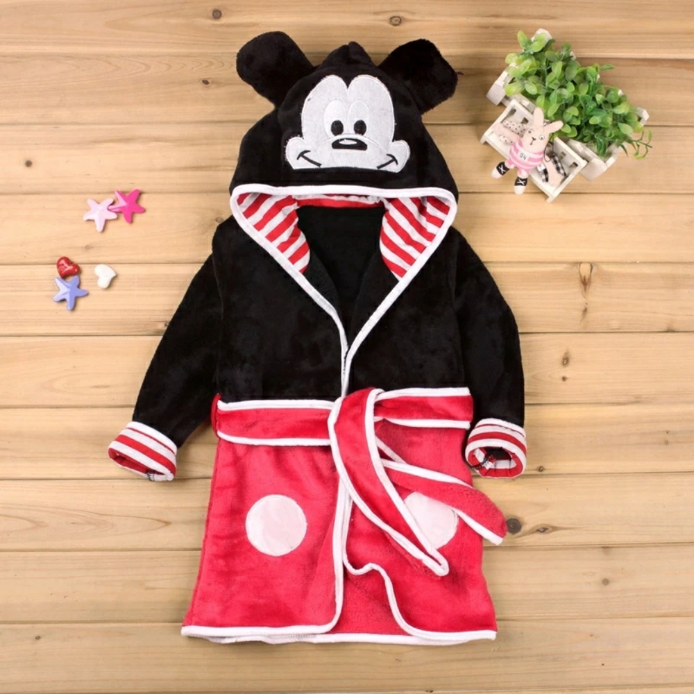 BOYS MICKEY MOUSE ROBE BLACK / RED - NWT!